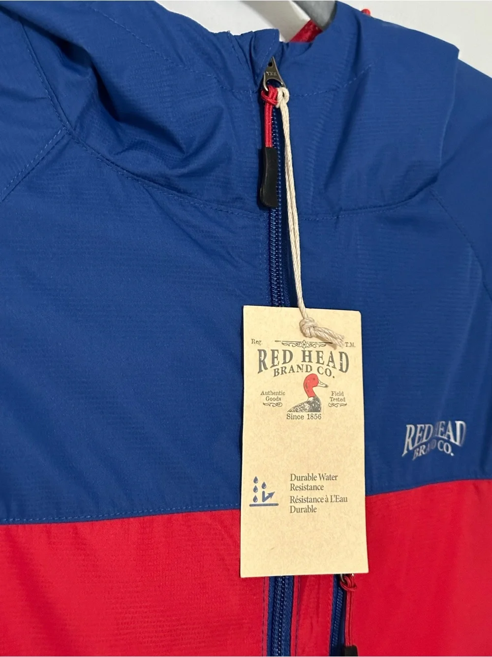 Red Head Brand Co. Men's Blue Red Colorblock Hooded‎ Windbreaker Jacket New